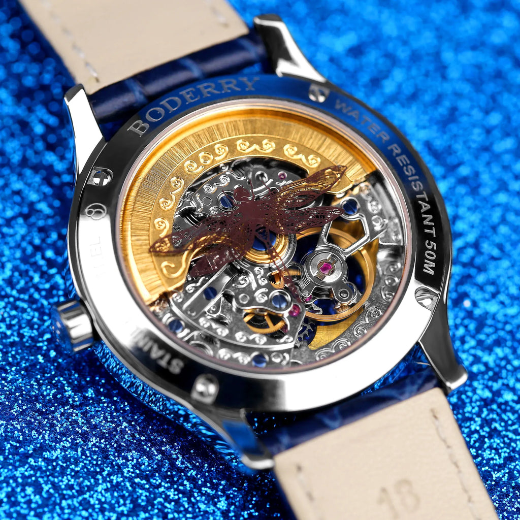 Boderry Luxury Watch Women Automatic Seagull ST1 Diamond Skeleton Sapphire Crystal Glass Female Waterproof Wristwatch Marry Gift