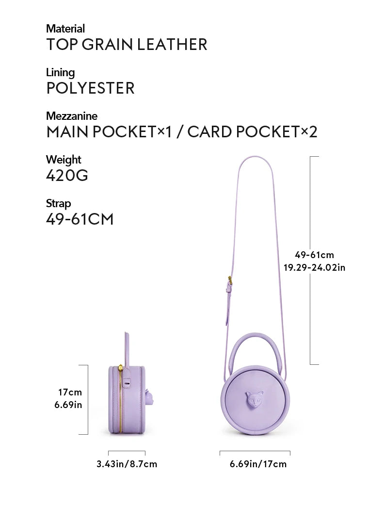 2025 NEW BOWLING STYLE HANDHELD CAT WOMEN'S BAG LUXURY BRAND ORIGINAL DESIGNER HANDBAG SHOULDER GENUINE LEATHER PURSE