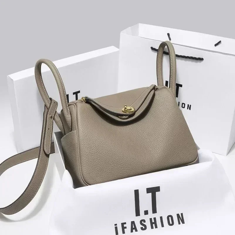Genuine Leather Lady Lindi Bag Large Shoulder Bag for Women Cute Ladies Side Bag Luxury Handbags BH3