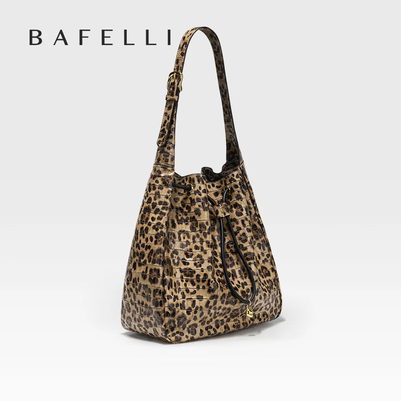 BAFELLI WOMEN'S NEW BAGS LUXURY FASHION LEATHER HANDBAGS 2025 HIGH QUALITY DESIGNER BRAND CAPACITY LADIES SHOULDER LEOPARD PRINT
