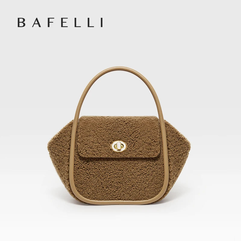 BAFELLI NEW 2025 WOMEN'S HANDBAG WINTER WOOL FASHION BENTO EVENING LEATHER ORIGINAL STYLE LUXURY BRAND PURSE SHOULDER CASUAL