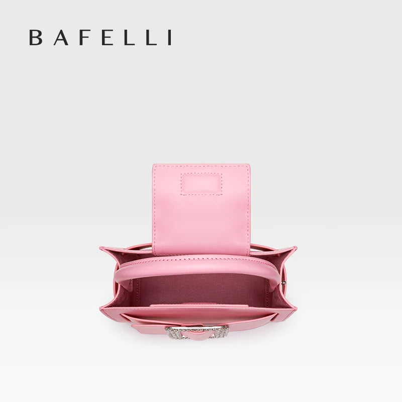 BAFELLI 2025 NEW WOMEN'S FASHION PINK EVENING HANDBAG SHOULDER BOXY BAG CASUAL PURSE LUXURY BRAND DESIGNER LEATHER TREND LADY