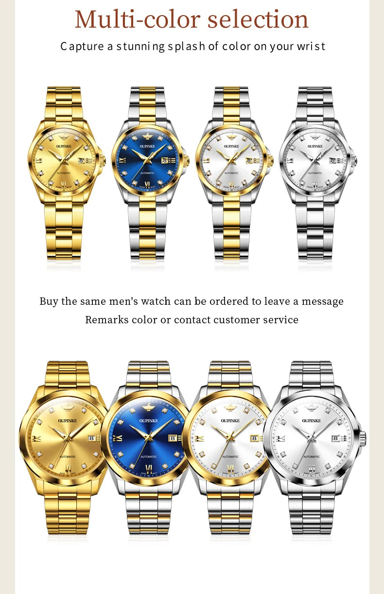 OUPINKE 3199 Real Diamond Swiss Automatic Watch for Women Original Top Brand Mechanical Women's Watches Luxury Ladies Wristwatch