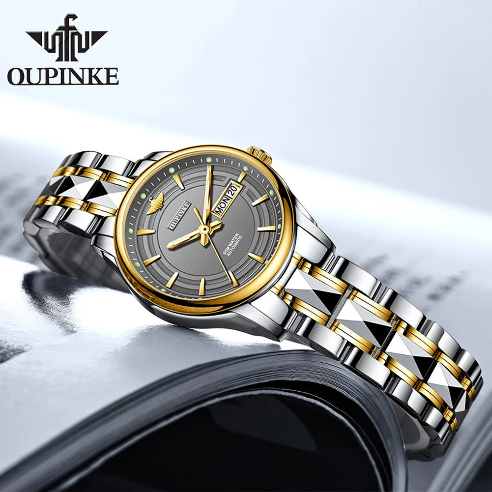 OUPINKE 3170 Womens Watch Elegant Luxury Original Automatic Mechanical Dual Calendar Watches For Ladies Waterproof Reloj Mujer