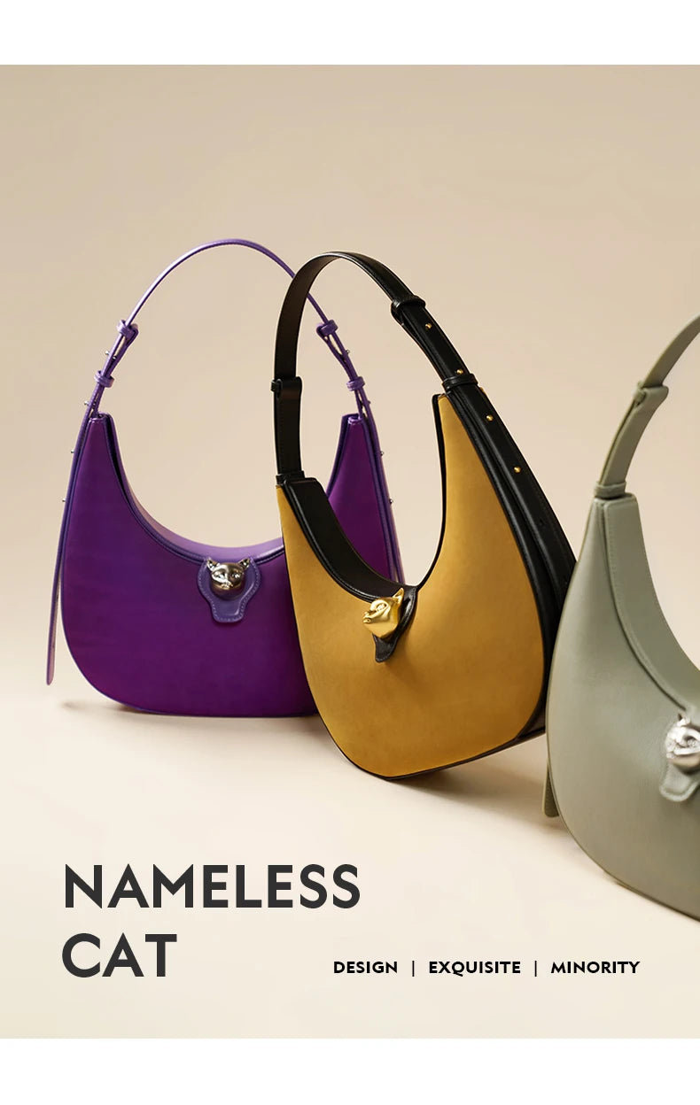 BAFELLI 2025 NEW WOMEN'S HANDBAG CAT SERIES GENUINE LEATHER LUXURY BRAND FASHION RETRO STYLE SHOULDER HOBOS FLAP BAGS FEMALE