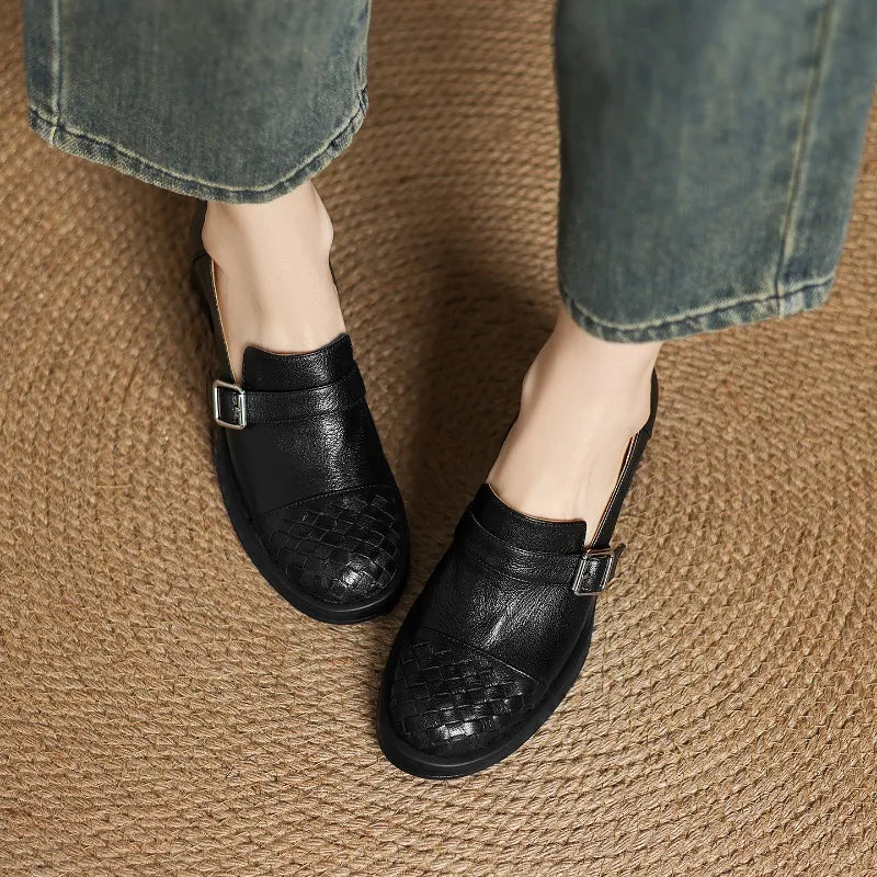 Women Genuine Leather Pumps Solid Color Fashion Simple Elegant All Season Daily Wear High Heels ≥5cm