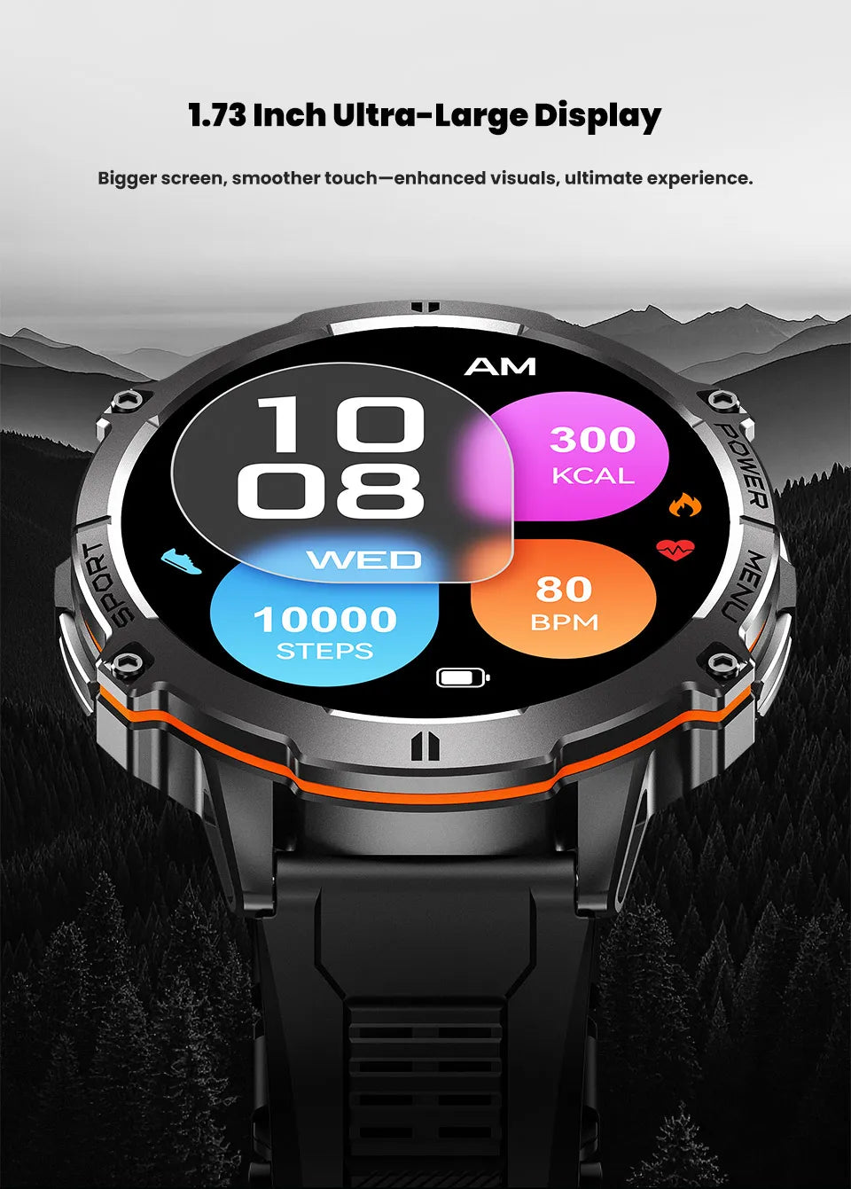 For XIAOMI 1000MAH endurance Sport Smart Watch Men 1.73-inch HD Screen GPS tracker Compass Bluetooth Call Waterproof Smart Watch