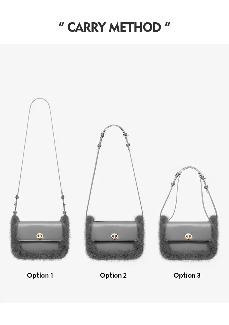 BAFELLI 2025 NEW WOMEN'S BAGS FASHION TRENDING FUR GENUINE LEATHER LUXURY BRAND ORIGINAL DESIGNER CROSSBODY SHOULDER PURSE