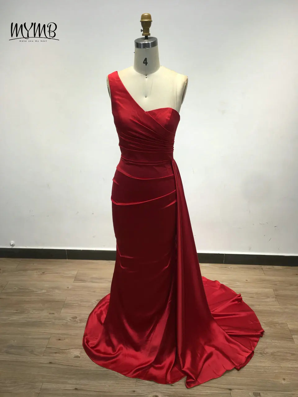 MYMB Brown One Shoulder Mermaid Elegant Bridesmaid Dresses Arabic Pleat Long Ribon Modest Evening Gowns for Women Celebrity