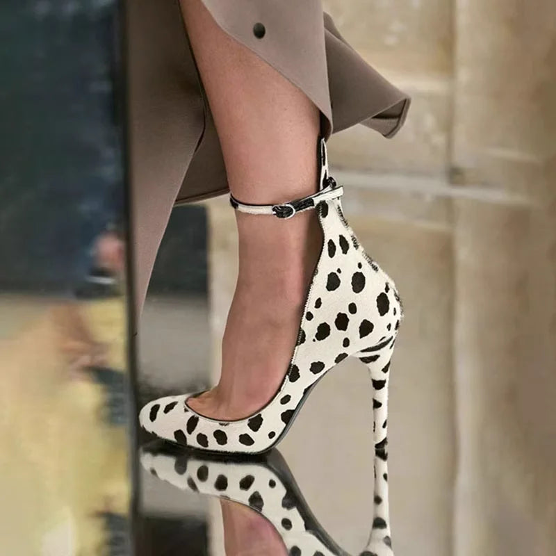 2025 New Luxury Designer Ultra High Heels Sexy Genuine Leather Shallow Mouth Thin Heel Strap Fashion Single Shoes Size 41