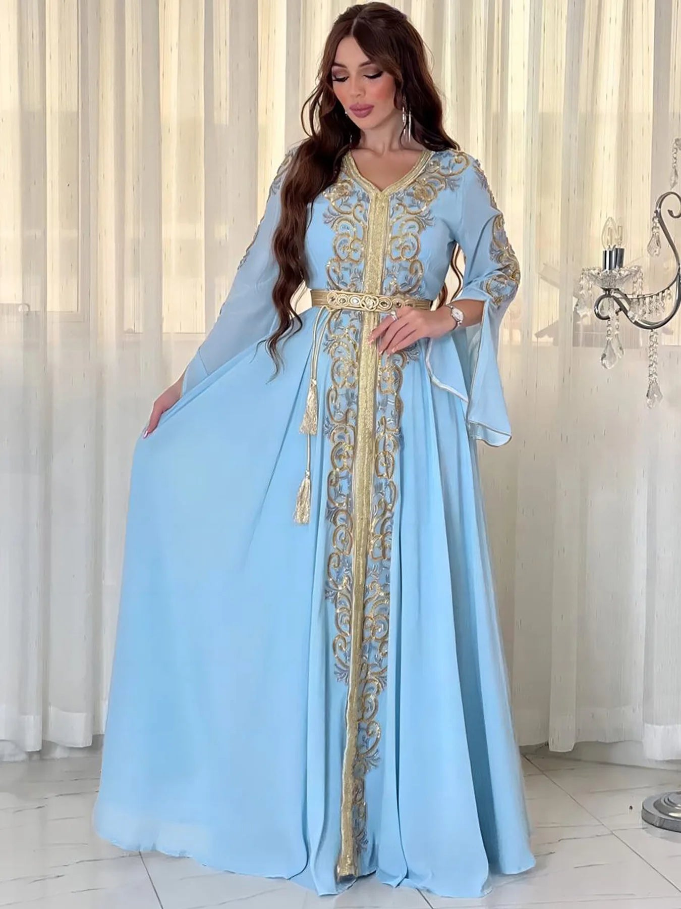 Luxury Dubai Abayas Eid Djellaba Jalabiya Women Muslim Evening Party Maxi Dress Turkey Kaftan Islam Clothing Morocco Vestidos