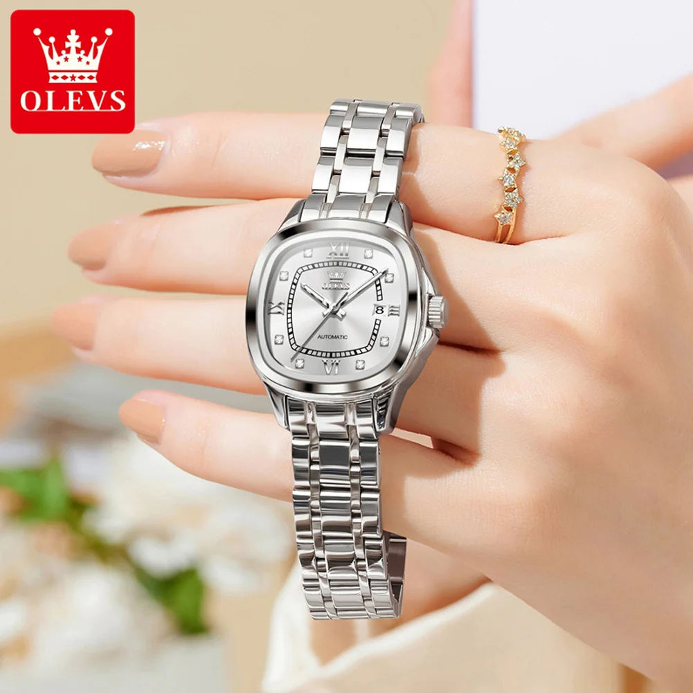 OLEVS 9810 Ladies Watch Luxury Automatic Mechanical Watch Waterproof Luminous Date Watch For Women Bracelet Set Original Reloj