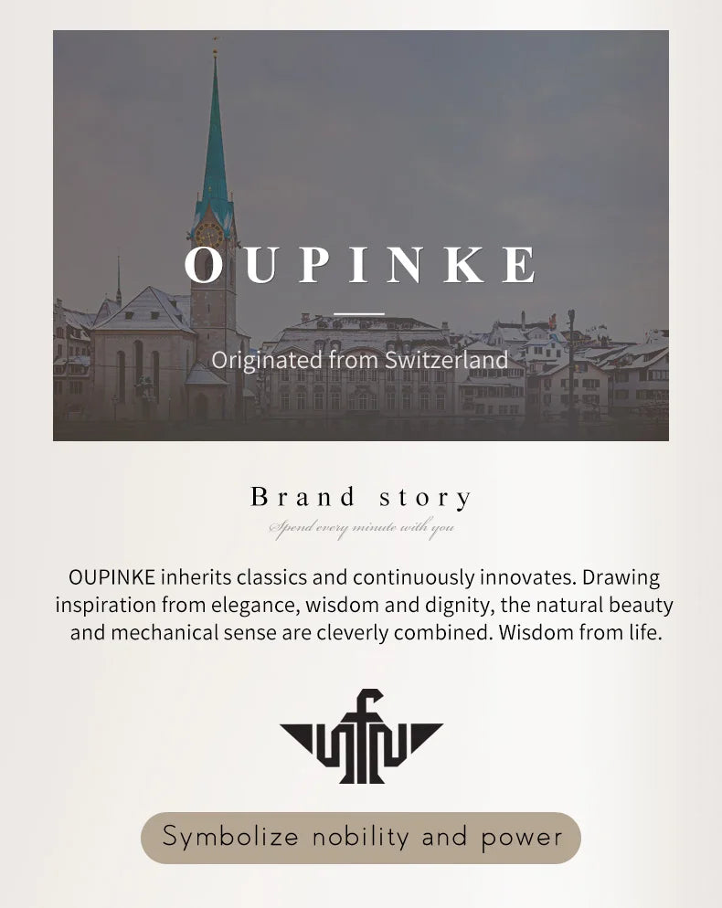 OUPINKE 3172 Fashion Simple Women Watch Gold Luxury Automatic Movement Mechanical Watch Business Calendar Elegant Women Watch