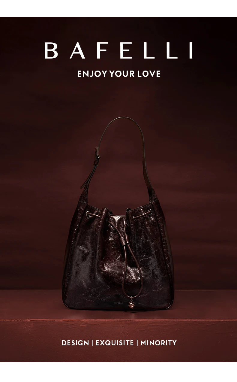 BAFELLI WOMEN'S NEW BAGS LUXURY FASHION LEATHER HANDBAGS STYLISH 2025 HIGH QUALITY DESIGNER BRAND CAPACITY LADIES SHOULDER PURSE