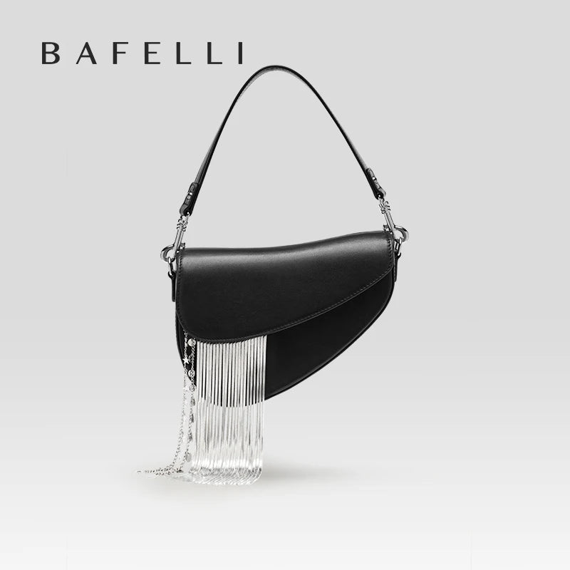 BAFELLI 2025 NEW LUXURY WOMAN BAGS LEATHER STYLISH INDIVIDUALITY FASHION TASSELS PURSE SHOULDER CROSSBODY HANDBAGS FEMALE SADDLE