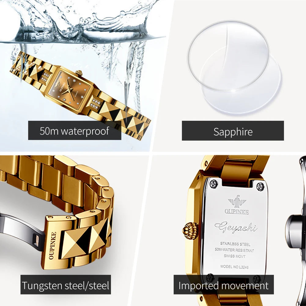 OUPINKE 3246 Japan Movement Automatic Women's Watch Luxury Elegant Diamond Tungsten steel Band Waterproof Wristwatch for Men NEW