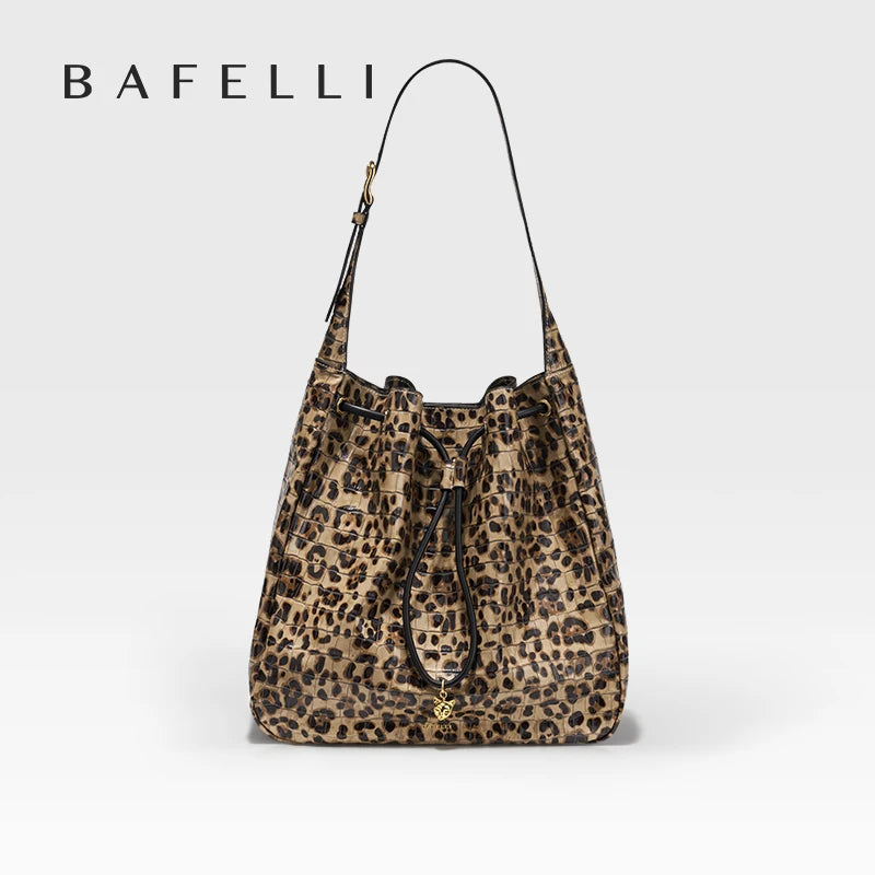 BAFELLI WOMEN'S NEW BAGS LUXURY FASHION LEATHER HANDBAGS 2025 HIGH QUALITY DESIGNER BRAND CAPACITY LADIES SHOULDER LEOPARD PRINT
