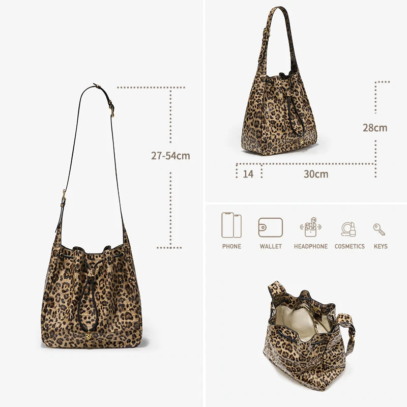 BAFELLI WOMEN'S NEW BAGS LUXURY FASHION LEATHER HANDBAGS 2025 HIGH QUALITY DESIGNER BRAND CAPACITY LADIES SHOULDER LEOPARD PRINT