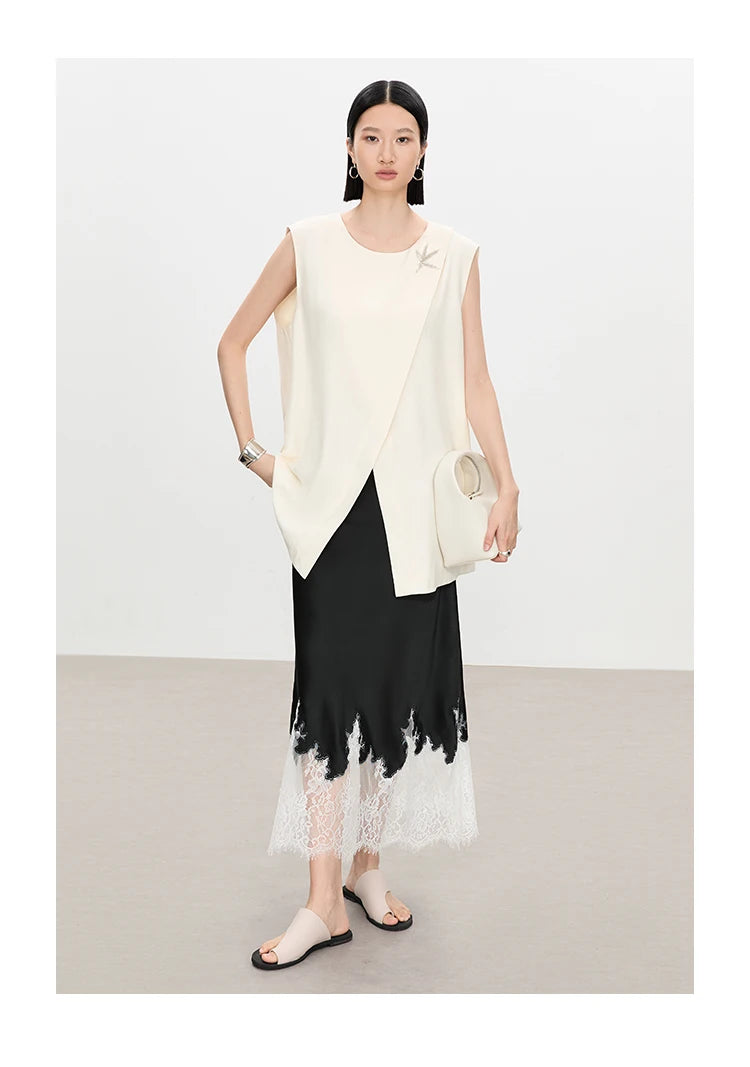 2025 New Arrival Summer Women Casual High Waist Elegant Slim Pencil Skirt Lace Patchwork Good Quality Ankle-length Skirts T11