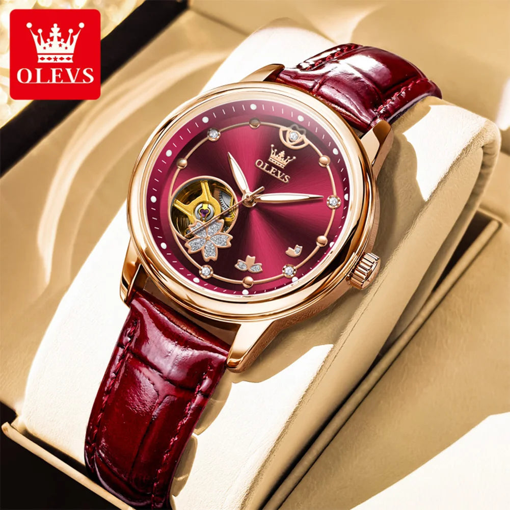 OLEVS 6732 Women Watches Luxury FashionAutomatic Mechanical Watch Stainless Steel Waterproof Watches For Women Gifts Box New