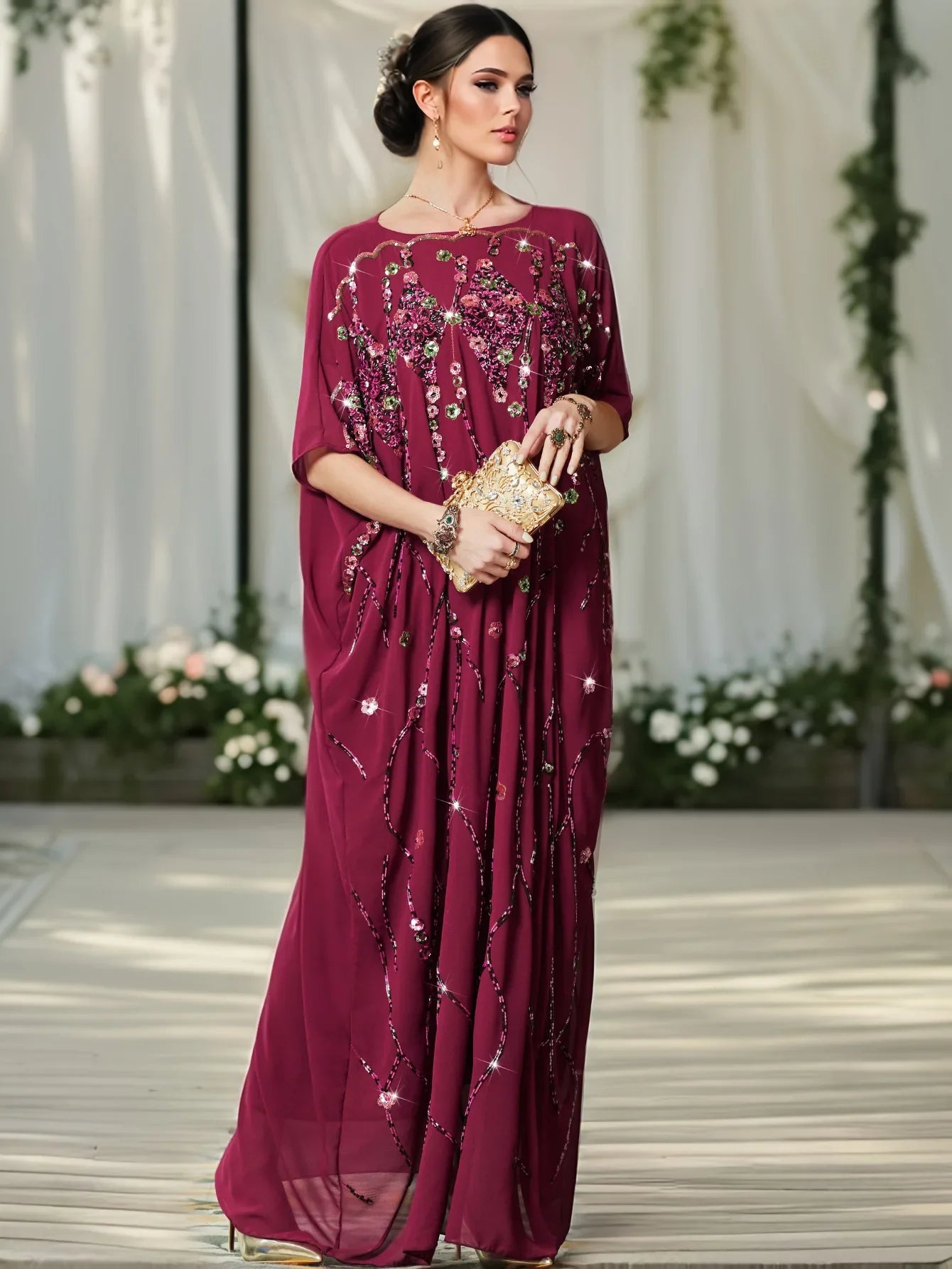 2025 Summer Eid Djellaba Morocco Sequins Embroidery Abayas Short Sleeve Dresses Jalabiya Dubai Turkey Kaftan Women Muslim Robes