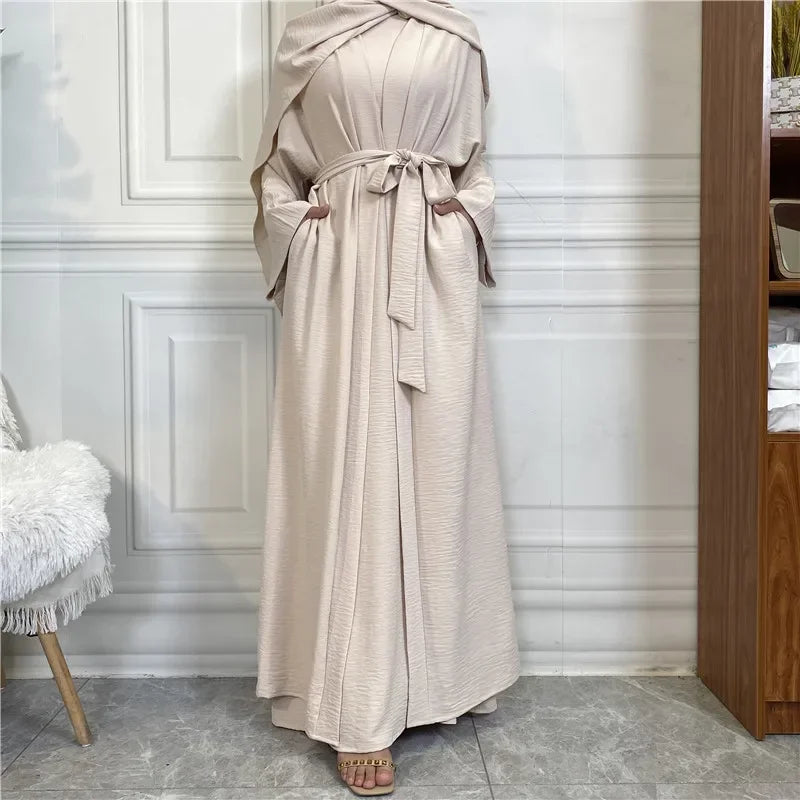 Muslim Fashion Hijab Dubai Abaya Long Dresses Women with Sashes Islam Clothing Abaya African Dresses for Women Musulman Djellaba