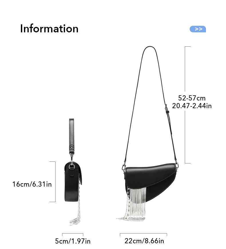 BAFELLI 2025 NEW LUXURY WOMAN BAGS LEATHER STYLISH INDIVIDUALITY FASHION TASSELS PURSE SHOULDER CROSSBODY HANDBAGS FEMALE SADDLE