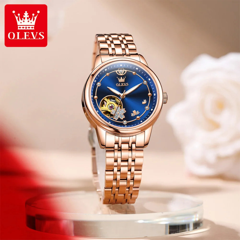 OLEVS 6732 Women Watches Luxury FashionAutomatic Mechanical Watch Stainless Steel Waterproof Watches For Women Gifts Box New