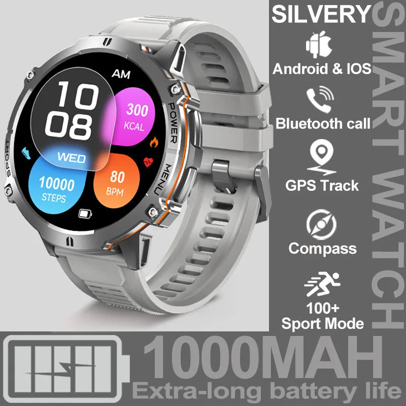 For XIAOMI 1000MAH endurance Sport Smart Watch Men 1.73-inch HD Screen GPS tracker Compass Bluetooth Call Waterproof Smart Watch