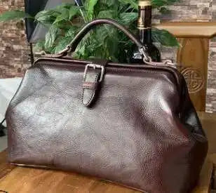 MOTAORA Original Soft Buffalo Leather Doctor Bag Women's Vintage Shoulder Bag Crossbody Purse Spacious Cowhide Ladies Handbag