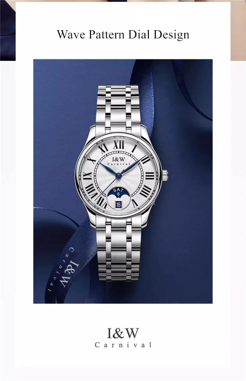 Switzerland Made Watch for Women CARNIVAL Brand Luxury Automatic Mechanical Watches Ladies Fashion Waterproof 2025 Reloj Mujer