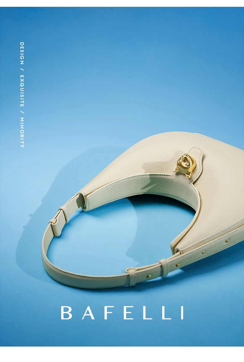 BAFELLI 2025 NEW WOMEN'S HANDBAG CAT SERIES GENUINE LEATHER LUXURY BRAND FASHION RETRO STYLE SHOULDER HOBOS FLAP BAGS FEMALE