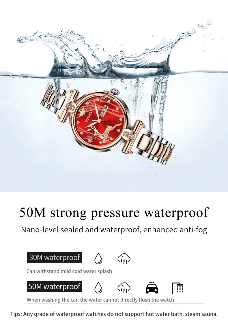 OUPINKE 3180 Luxury Brand Women Watch Original Automatic Mechanical Watch Calendar Elegant Women Dress Bracelet Watch Gift Box