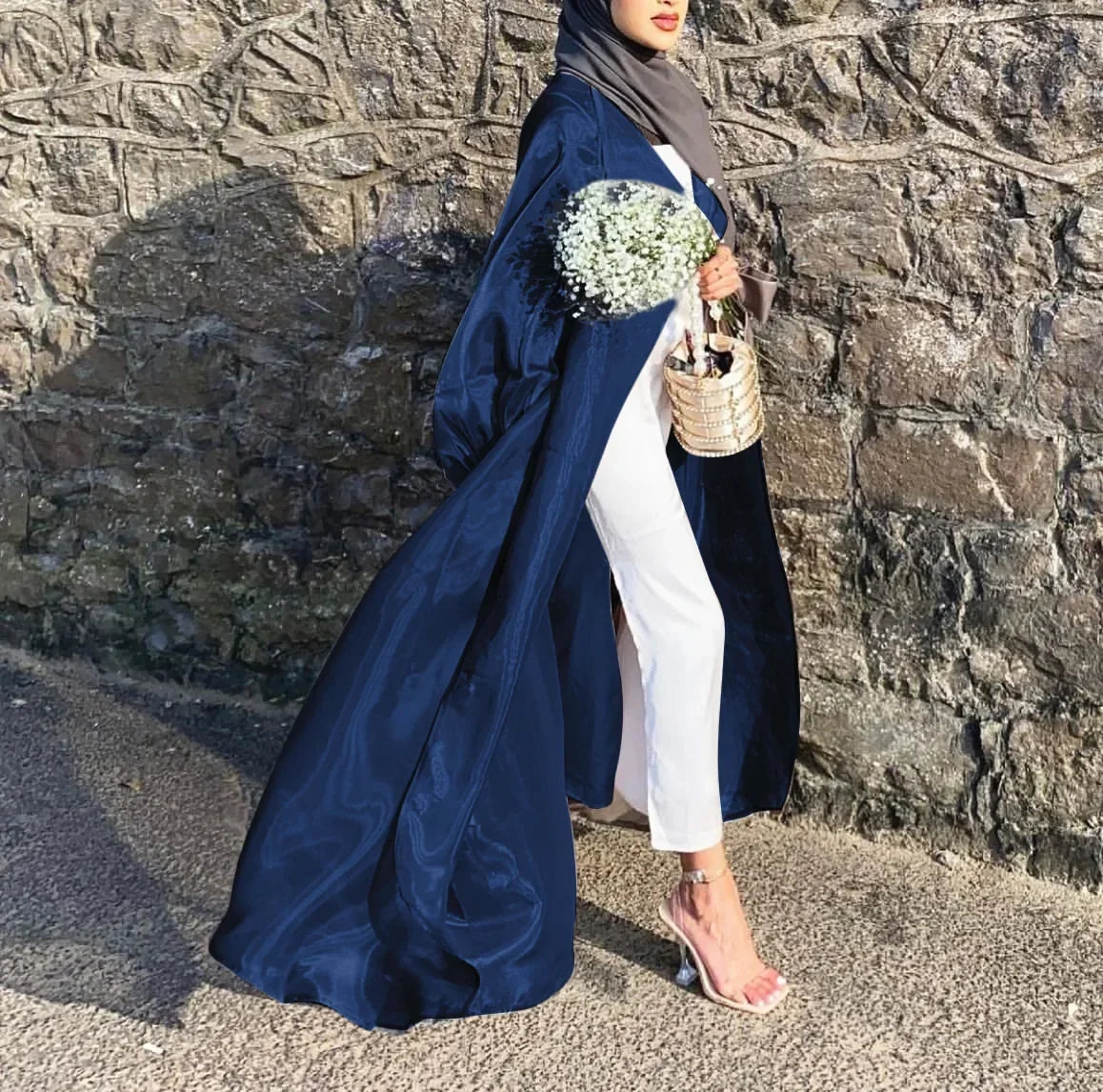 2025 Eid Abaya Dubai Puff Sleeves Muslim Dress Silky Turkey Kaftans for WomenRobe Kimono Islam Abayas Femme Musulmane African