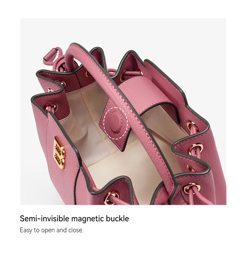 BAFELLI 2025 WOMEN'S HANDBAG BUCKET BAG FASHION LEATHER STYLISH SHOULDER LUXURY BRAND FEMALE DESIGNER PURSE CLASSIC