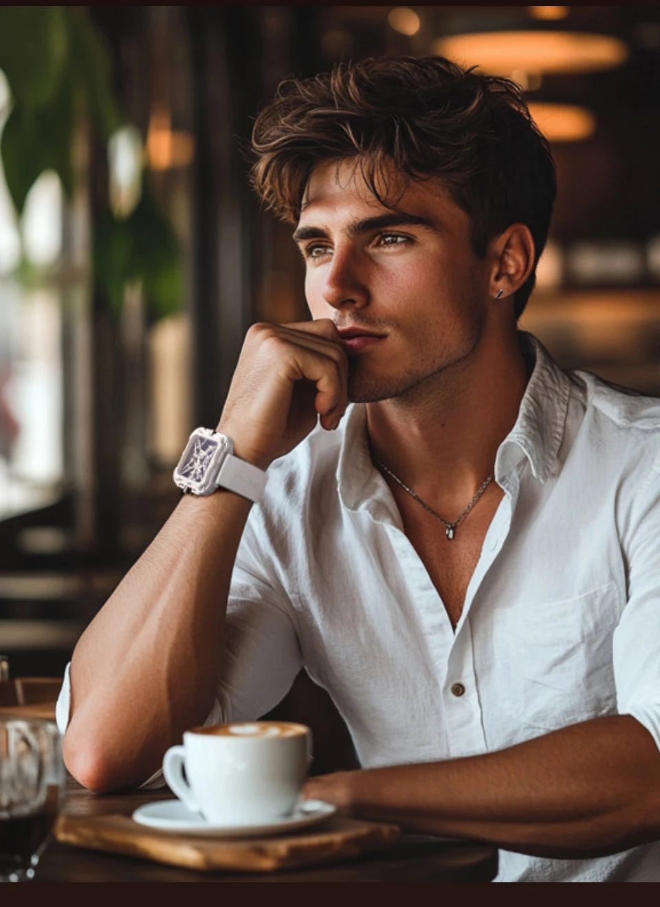 CIGA Design X Series Automatic Movement Couple Watches for Men Women White Ceramic Luminous Skeleton Mechanical Wristwatches