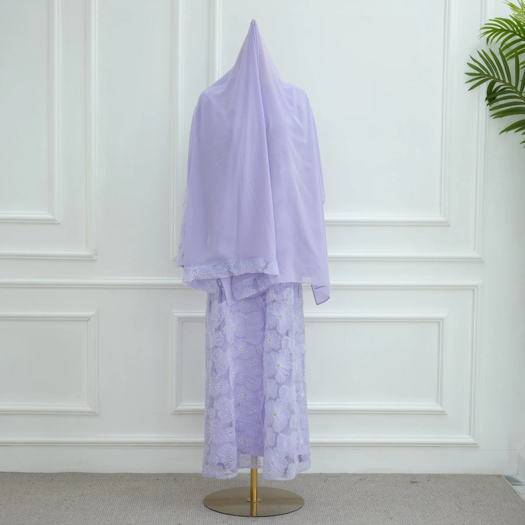 Luxury Dubai Lace Beads Cardigan Muslim Sets Women Hijab Abaya Kimono Jalabiya Ramadan Turkey Kaftan Robe Islam Clothing Caftan