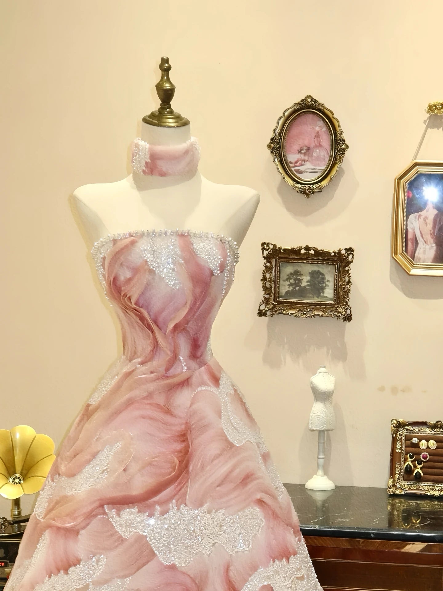 Rose Pink Evening Dresses Light Luxury Strapless High-end Princess Style Wedding Formal Toast Party Bridesmaid Prom Gowns New