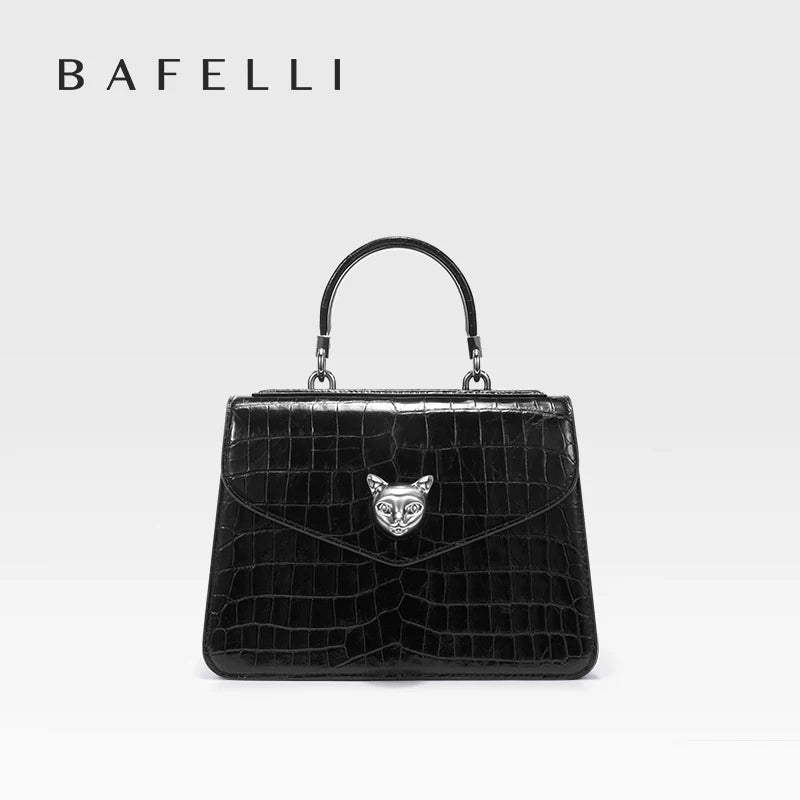 2025 BAFELLI CAT WOMEN'S NEW CROCODILE PATTERN LEATHER FASHION HANDBAG STYLISH BUSINESS FEMALE LEATHER LUXURY BRAND OL PURSE