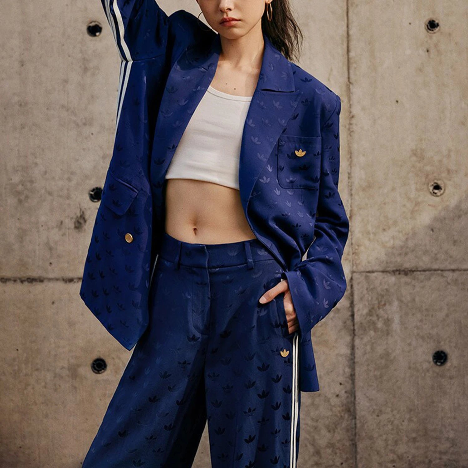 Adidas genuine clover women's casual and fashionable sports suit jacket IX0935