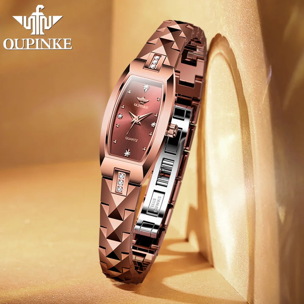 OUPINKE 3242 Women Watch Elegant Luxury Imported Swiss Movement Women Quartz Watch Diamond Tungsten Steel Watch Gift Box Set
