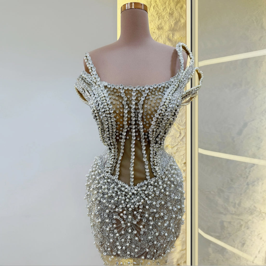 Luxury Celebrity Evening Dress Pink Bow Crystal Tulle Dress Train Strapless Mermaid Evening Dress Evening Dress Customizable