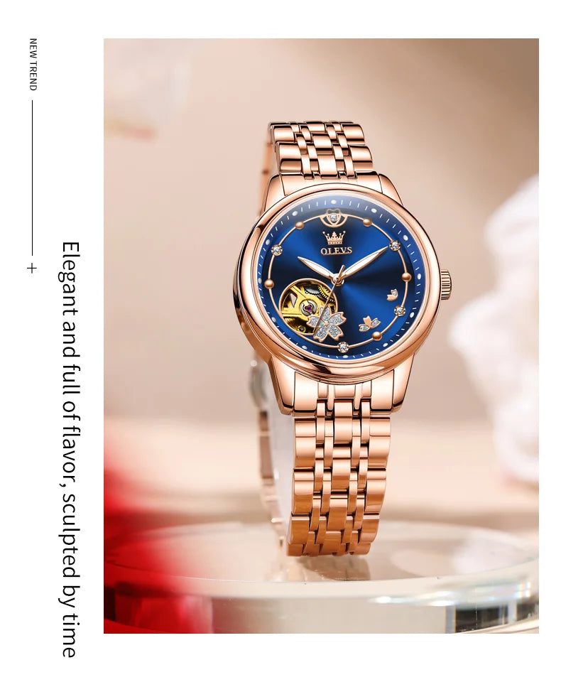 OLEVS 6732 Women Watches Luxury FashionAutomatic Mechanical Watch Stainless Steel Waterproof Watches For Women Gifts Box New