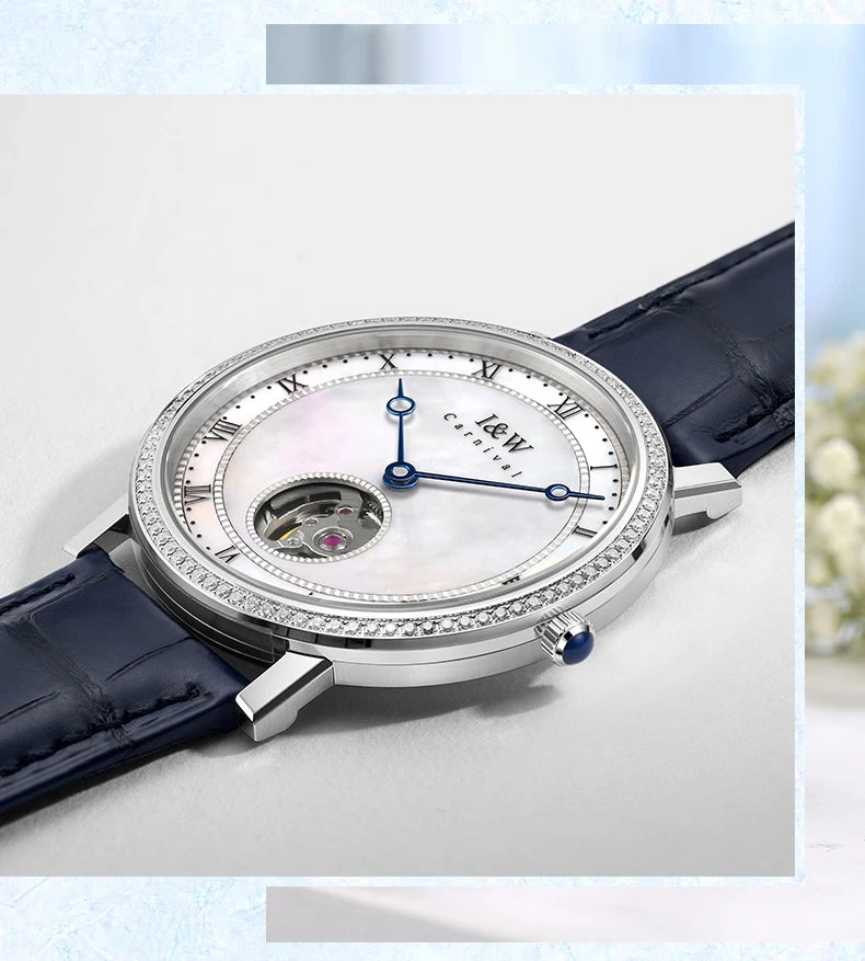 CARNIVAL Brand Luxury Mechanical Watch for Women Ladies Fashion Sapphire Automatic Movement Wristwatches Waterproof Reloj Mujer
