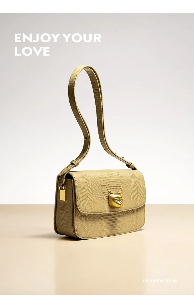 BAFELLI 2025 NEW TREND BOXY MESSAGE BAG LEATHER CAT WOMEN'S CROSSBODY FEMALE SHOULDER PURSE STYLISH FASHION LUXURY DESIGNER