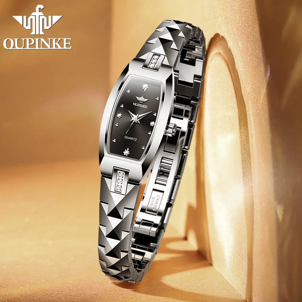 OUPINKE 3242 Women Watch Elegant Luxury Imported Swiss Movement Women Quartz Watch Diamond Tungsten Steel Watch Gift Box Set