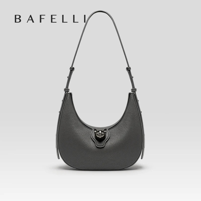 BAFELLI 2025 NEW WOMEN'S HANDBAG CAT SERIES GENUINE LEATHER LUXURY BRAND FASHION RETRO STYLE SHOULDER HOBOS FLAP BAGS FEMALE