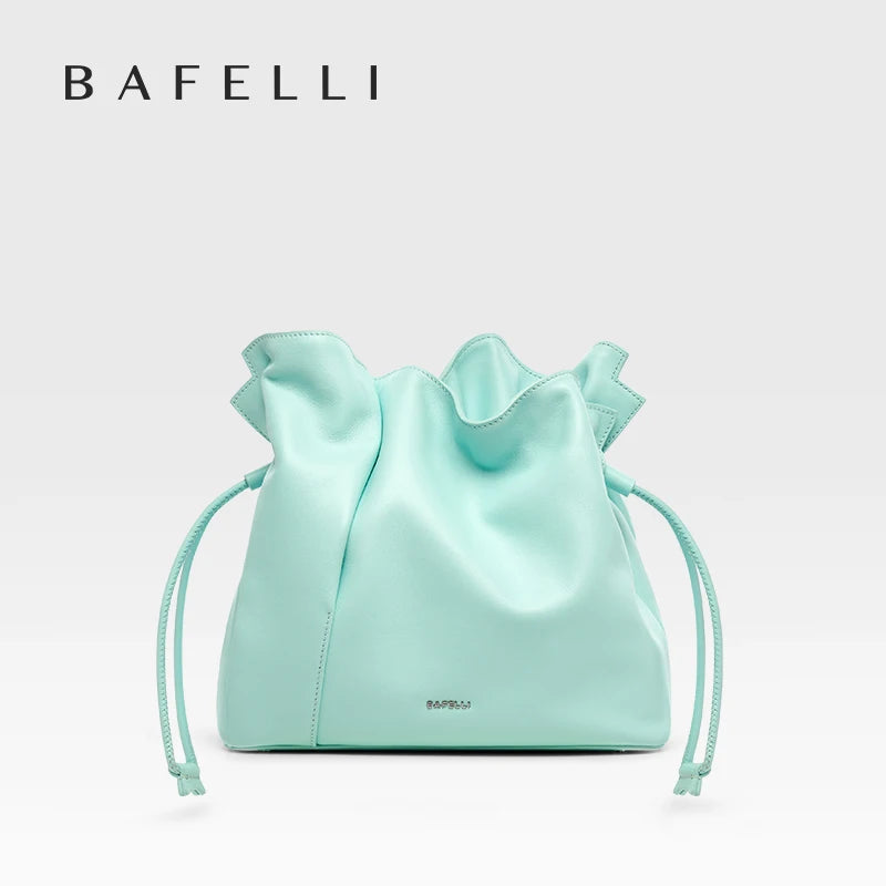 BAFELLI 2025 NEW WOMEN'S BAG LEATHER CASUAL BUCKET HANDBAGS FOR FEMALE TREND FASHION SHOPPER PURSE LUXURY BRAND SHOULDER