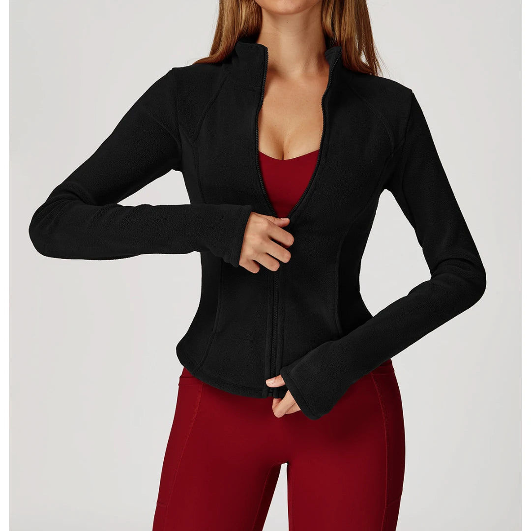 2025 New Women's High End Fleece Lined Lamb Fleece Jacket Made of Polar Fleece Windproof Warm Suitable for Outdoor Running