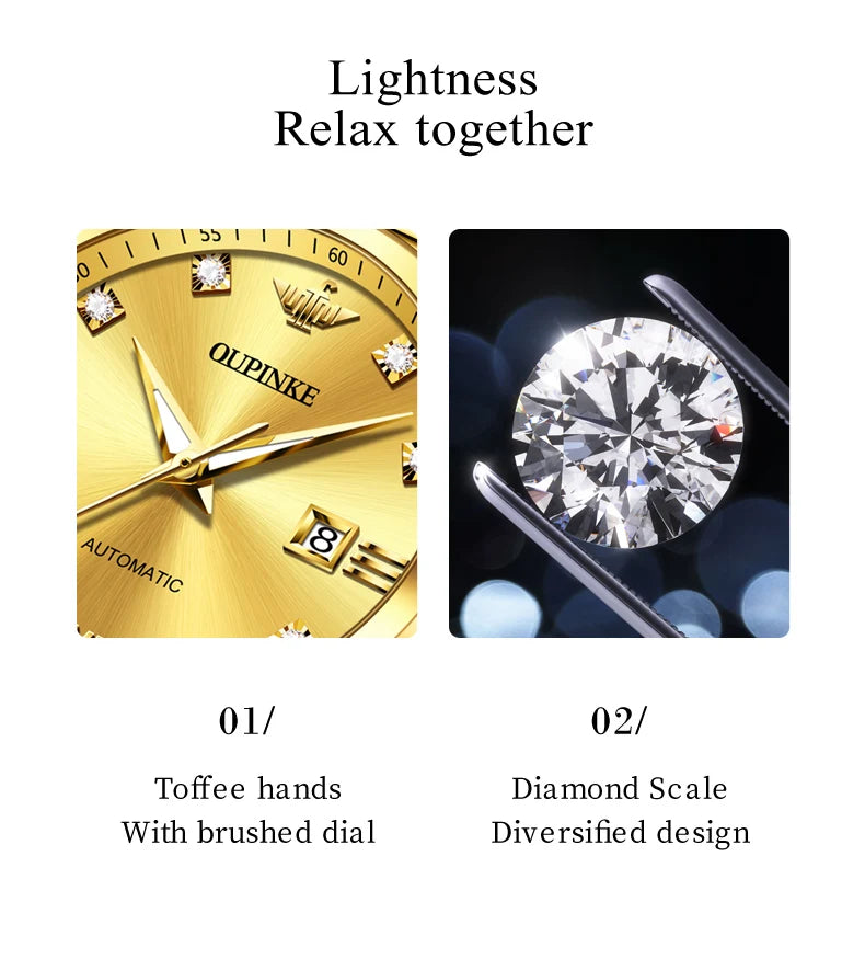 OUPINKE 3199 Real Diamond Swiss Automatic Watch for Women Original Top Brand Mechanical Women's Watches Luxury Ladies Wristwatch